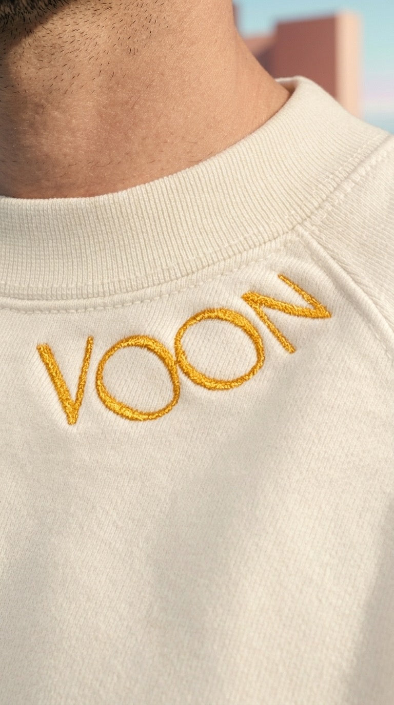 VOON Heavyweight Organic Brushed Crew Sweatshirt (Parchment Color)