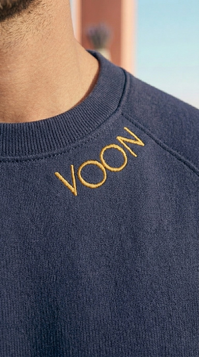 VOON Heavyweight Organic Brushed Crew Sweatshirt (Blue)